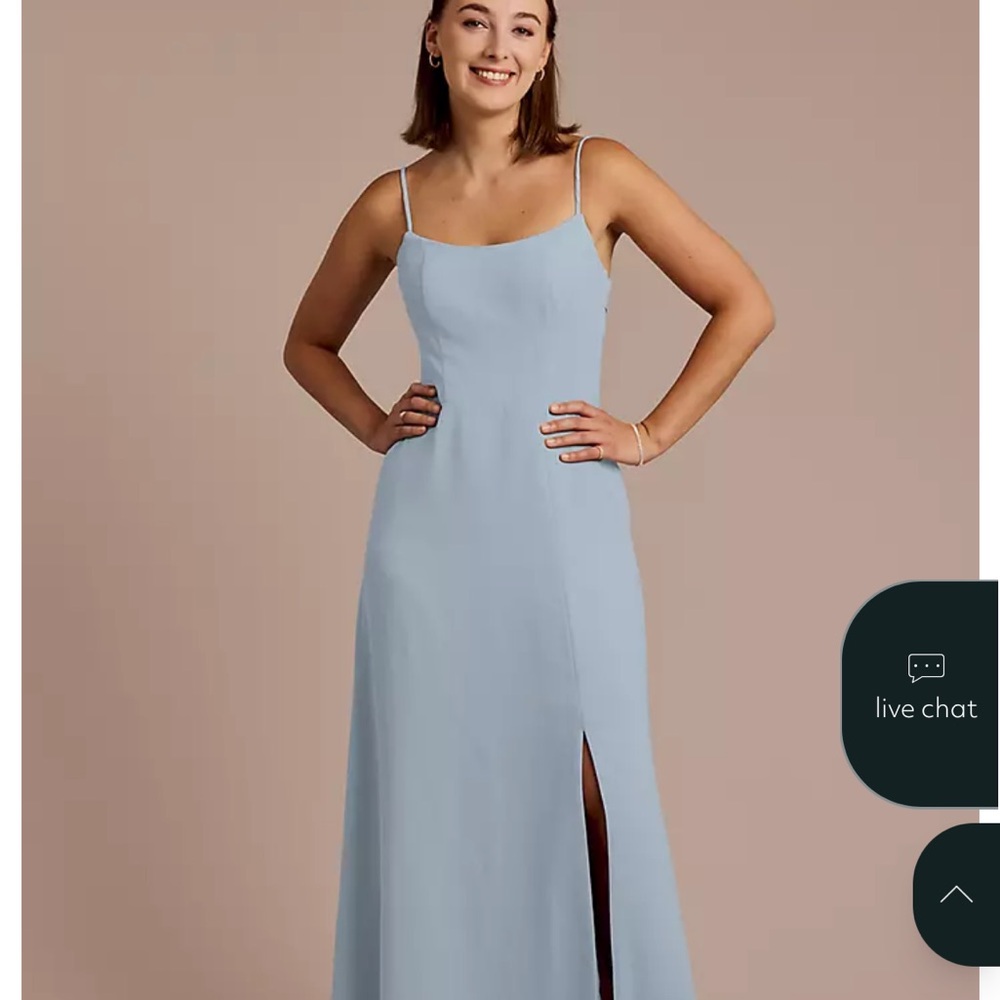Dusty Blue Spaghetti Strap Maxi Dress with Bow Back